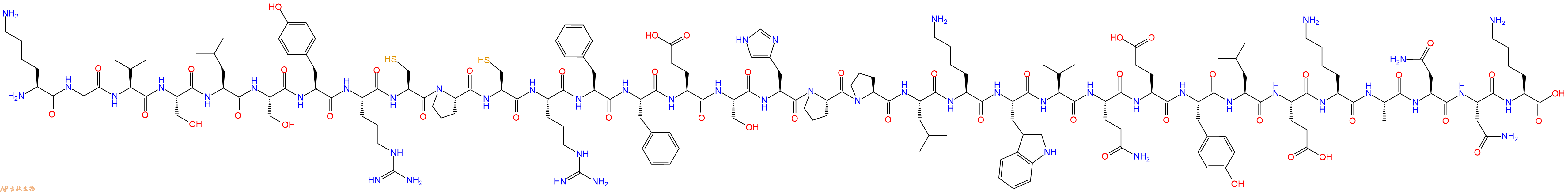 专肽生物产品H2N-Lys-Gly-Val-Ser-Leu-Ser-Tyr-Arg-Cys-Pro-Cys-Ar