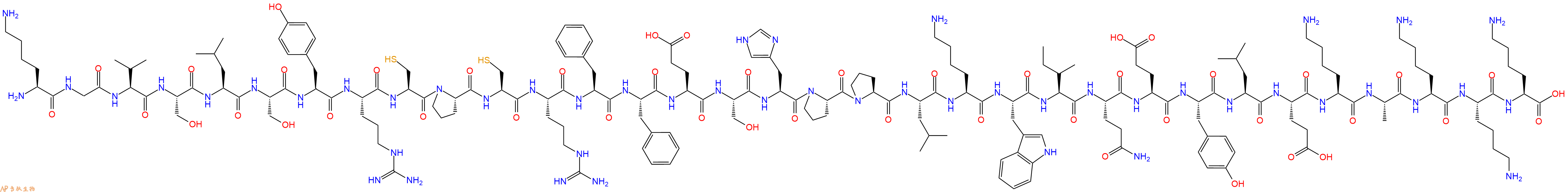 专肽生物产品H2N-Lys-Gly-Val-Ser-Leu-Ser-Tyr-Arg-Cys-Pro-Cys-Ar