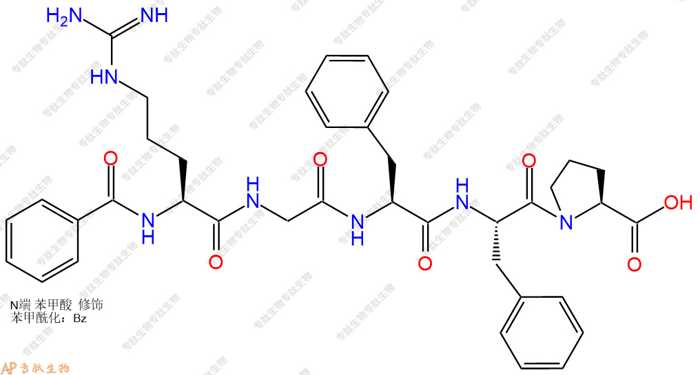 专肽生物产品Benzoyl-Arg-Gly-Phe-Phe-Pro-COOH