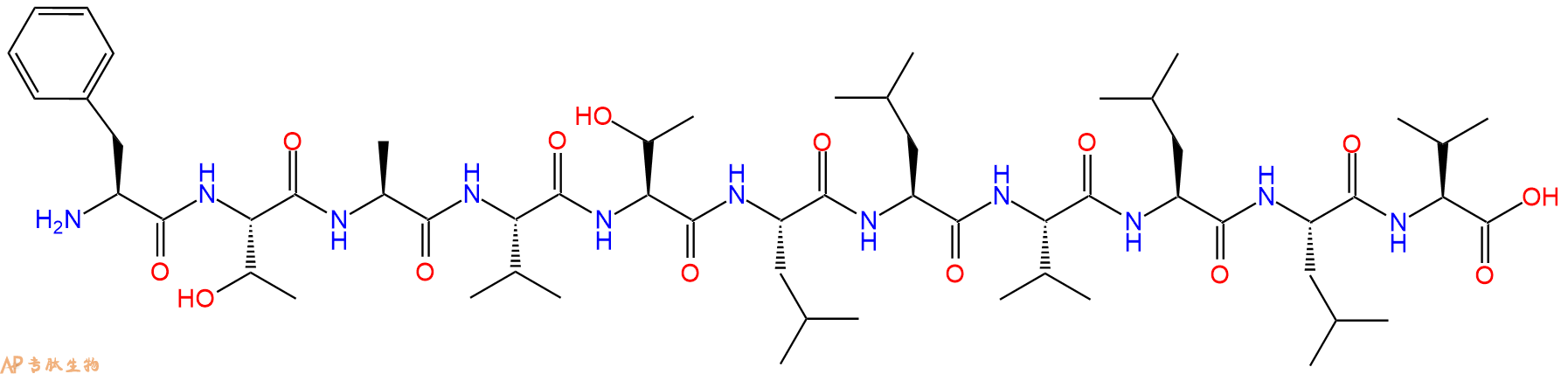 专肽生物产品H2N-Phe-Thr-Ala-Val-Thr-Leu-Leu-Val-Leu-Leu-Val-CO