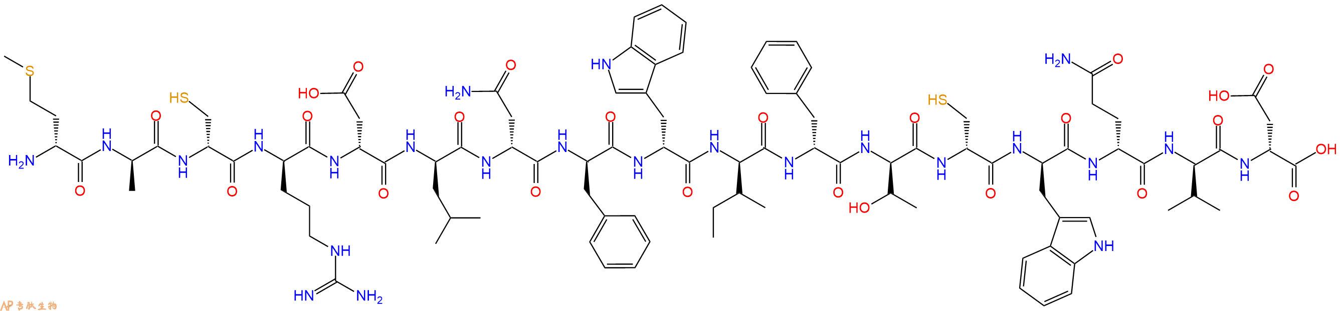 专肽生物产品H2N-DMet-DAla-DCys-DArg-DAsp-DLeu-DAsn-DPhe-DTrp-D