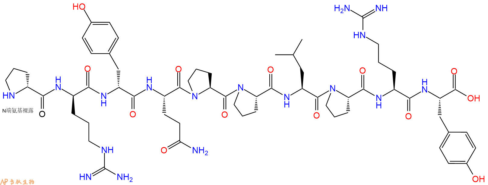 专肽生物产品H2N-DPro-DArg-DTyr-Gln-Pro-Pro-Leu-Pro-Arg-Tyr-COO