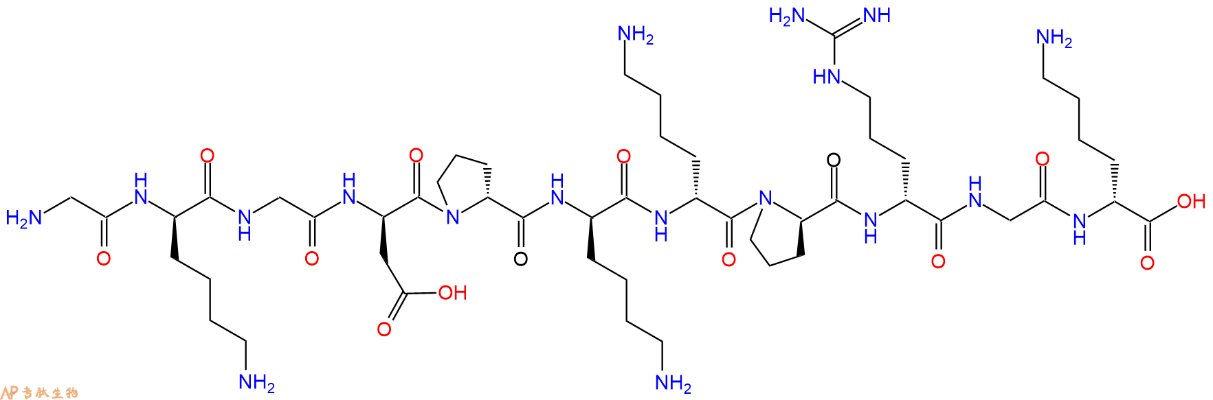 专肽生物产品H2N-Gly-DLys-Gly-DAsp-DPro-DLys-DLys-DPro-DArg-Gly