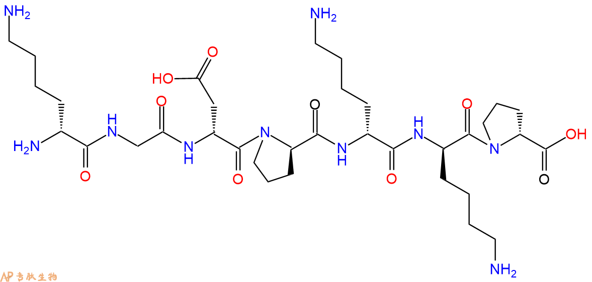 专肽生物产品H2N-DLys-Gly-DAsp-DPro-DLys-DLys-DPro-COOH