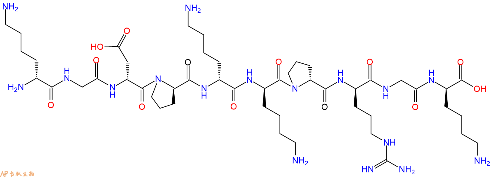 专肽生物产品H2N-DLys-Gly-DAsp-DPro-DLys-DLys-DPro-DArg-Gly-DLy