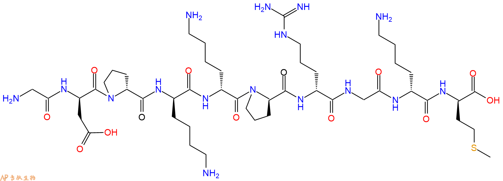 专肽生物产品H2N-Gly-DAsp-DPro-DLys-DLys-DPro-DArg-Gly-DLys-DMe