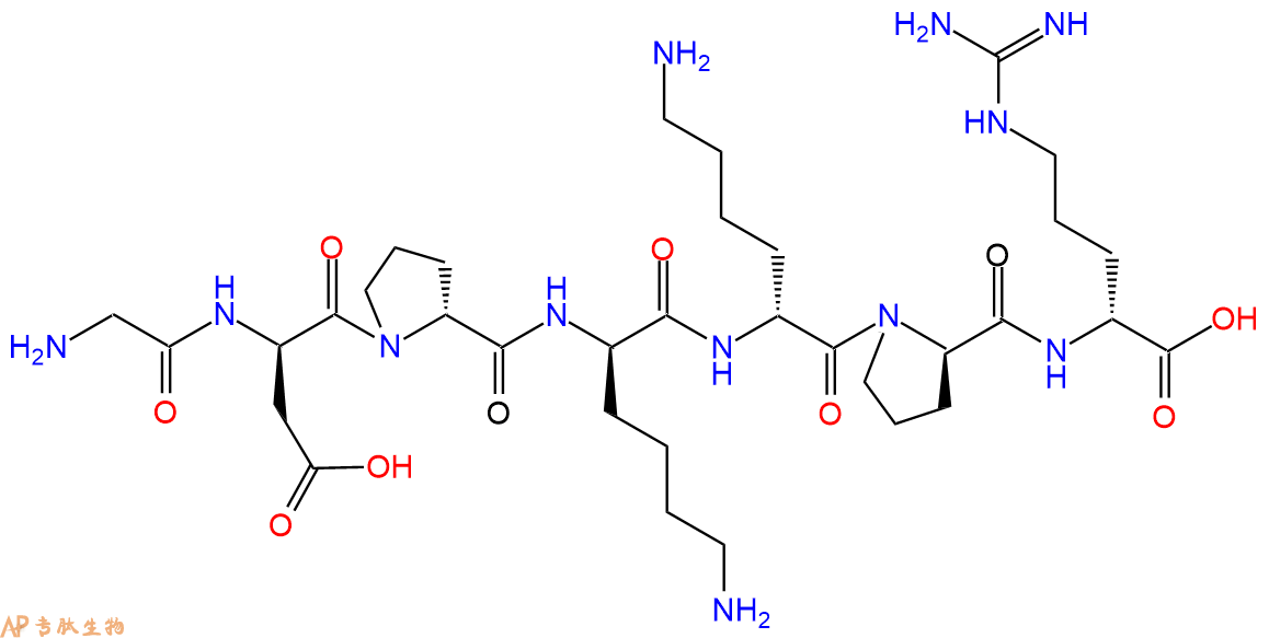 专肽生物产品H2N-Gly-DAsp-DPro-DLys-DLys-DPro-DArg-COOH