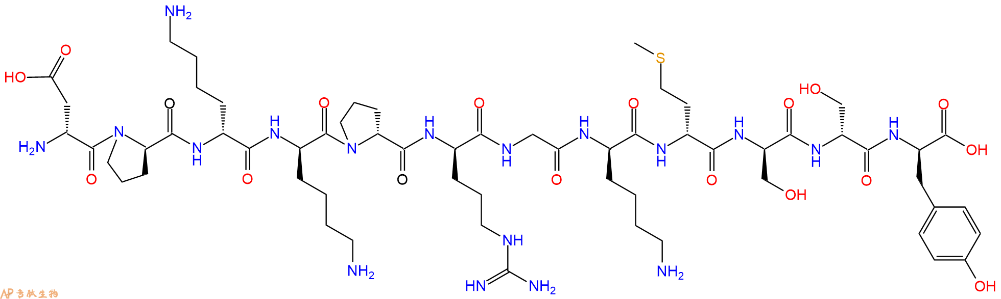 专肽生物产品H2N-DAsp-DPro-DLys-DLys-DPro-DArg-Gly-DLys-DMet-DS