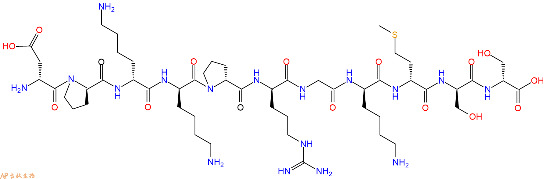 专肽生物产品H2N-DAsp-DPro-DLys-DLys-DPro-DArg-Gly-DLys-DMet-DS