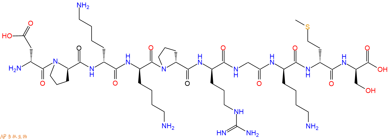 专肽生物产品H2N-DAsp-DPro-DLys-DLys-DPro-DArg-Gly-DLys-DMet-DS