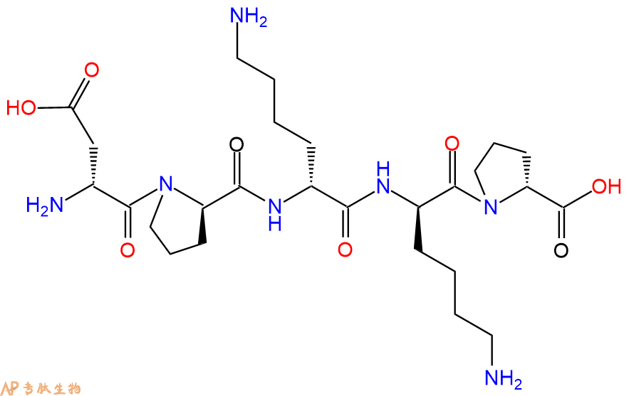 专肽生物产品H2N-DAsp-DPro-DLys-DLys-DPro-COOH