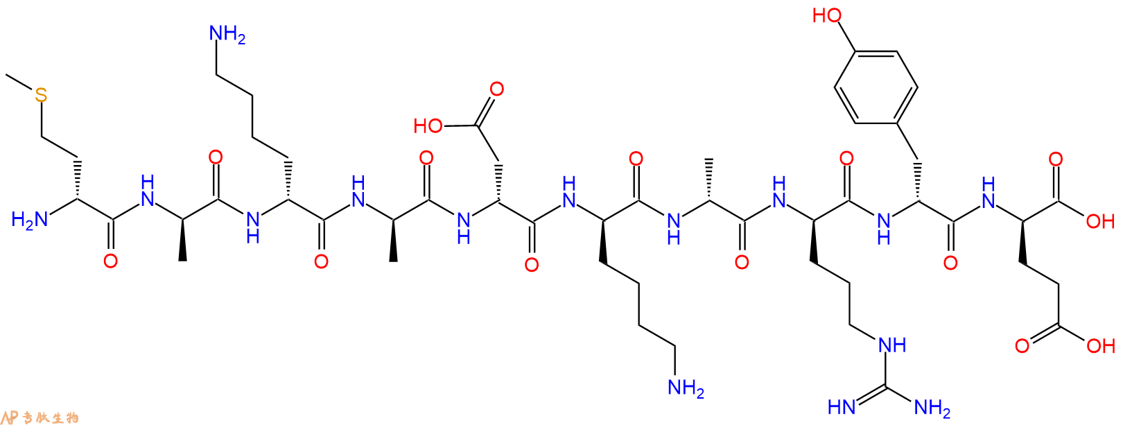 专肽生物产品H2N-DMet-DAla-DLys-DAla-DAsp-DLys-DAla-DArg-DTyr-D