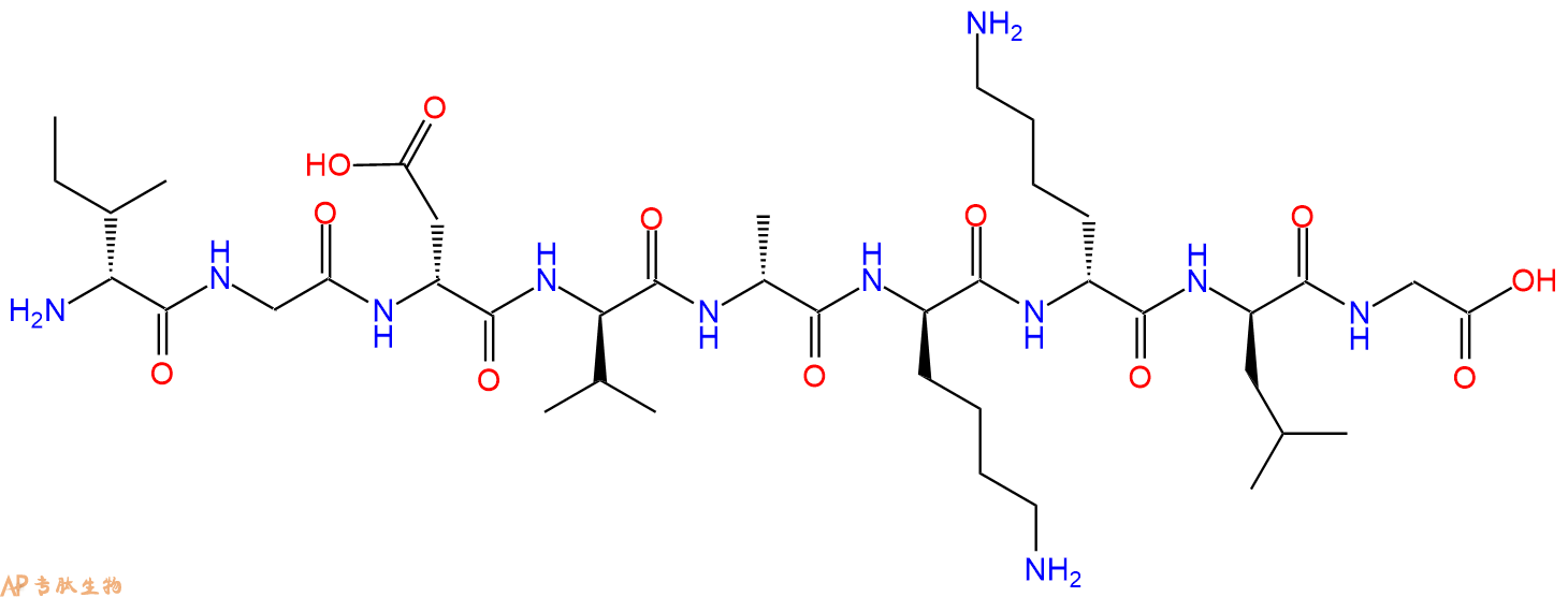 专肽生物产品H2N-DIle-Gly-DAsp-DVal-DAla-DLys-DLys-DLeu-Gly-COO