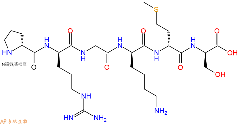 专肽生物产品H2N-DPro-DArg-Gly-DLys-DMet-DSer-COOH