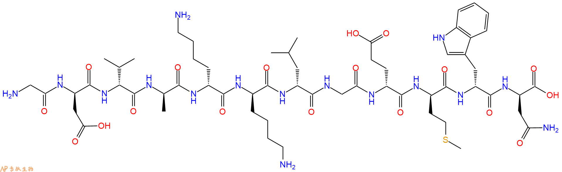 专肽生物产品H2N-Gly-DAsp-DVal-DAla-DLys-DLys-DLeu-Gly-DGlu-DMe