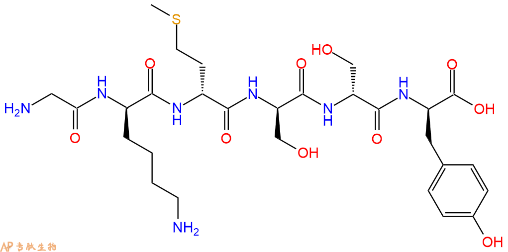 专肽生物产品H2N-Gly-DLys-DMet-DSer-DSer-DTyr-COOH