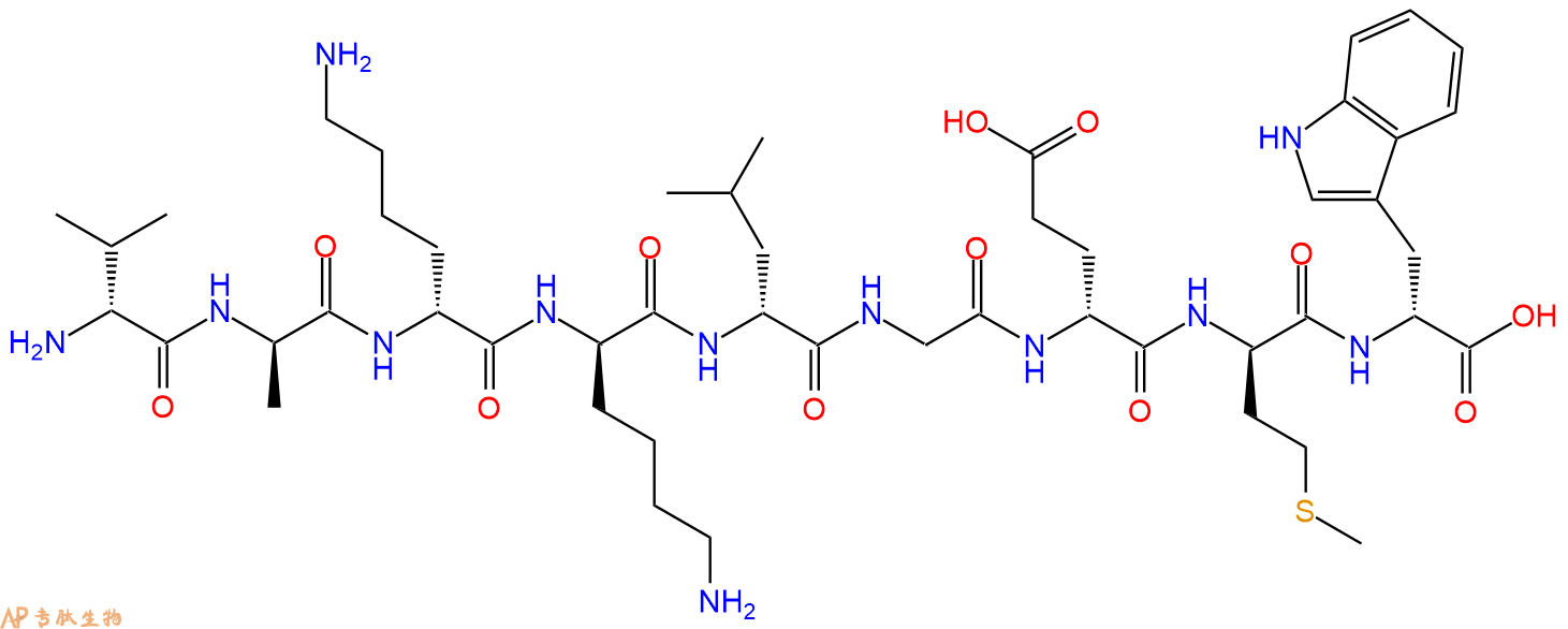 专肽生物产品H2N-DVal-DAla-DLys-DLys-DLeu-Gly-DGlu-DMet-DTrp-CO