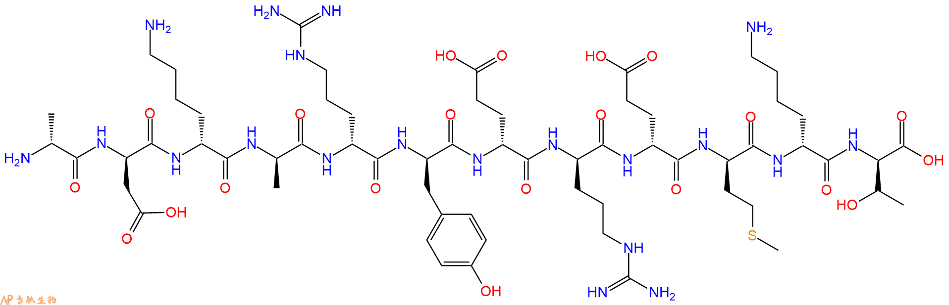 专肽生物产品H2N-DAla-DAsp-DLys-DAla-DArg-DTyr-DGlu-DArg-DGlu-D
