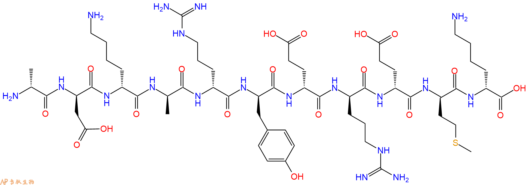 专肽生物产品H2N-DAla-DAsp-DLys-DAla-DArg-DTyr-DGlu-DArg-DGlu-D