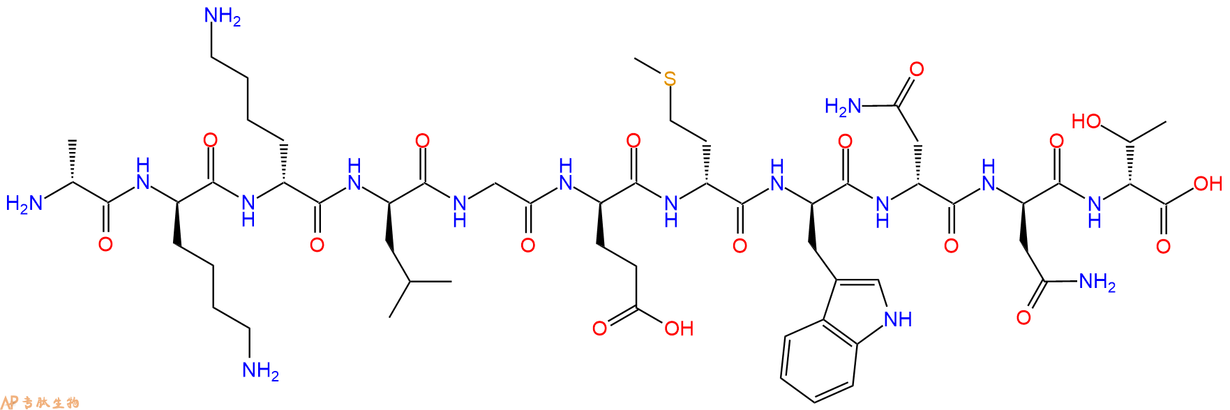 专肽生物产品H2N-DAla-DLys-DLys-DLeu-Gly-DGlu-DMet-DTrp-DAsn-DA