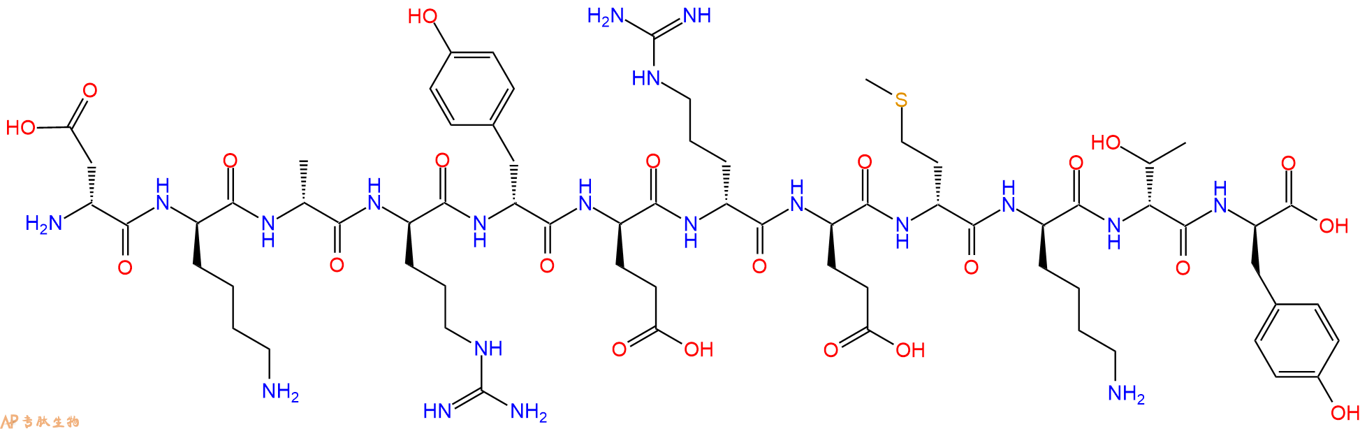 专肽生物产品H2N-DAsp-DLys-DAla-DArg-DTyr-DGlu-DArg-DGlu-DMet-D