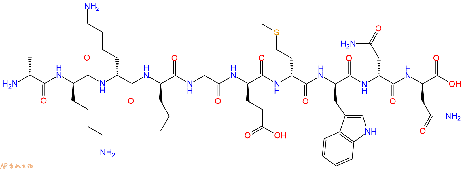 专肽生物产品H2N-DAla-DLys-DLys-DLeu-Gly-DGlu-DMet-DTrp-DAsn-DA