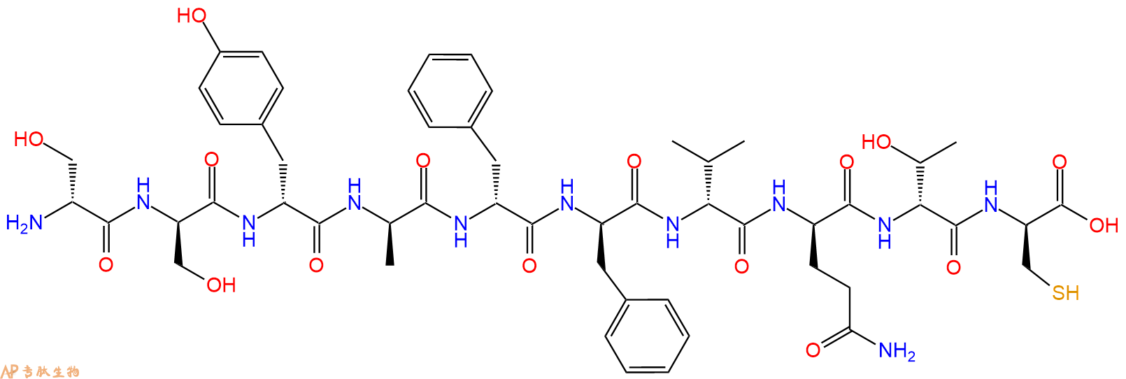 专肽生物产品H2N-DSer-DSer-DTyr-DAla-DPhe-DPhe-DVal-DGln-DThr-D