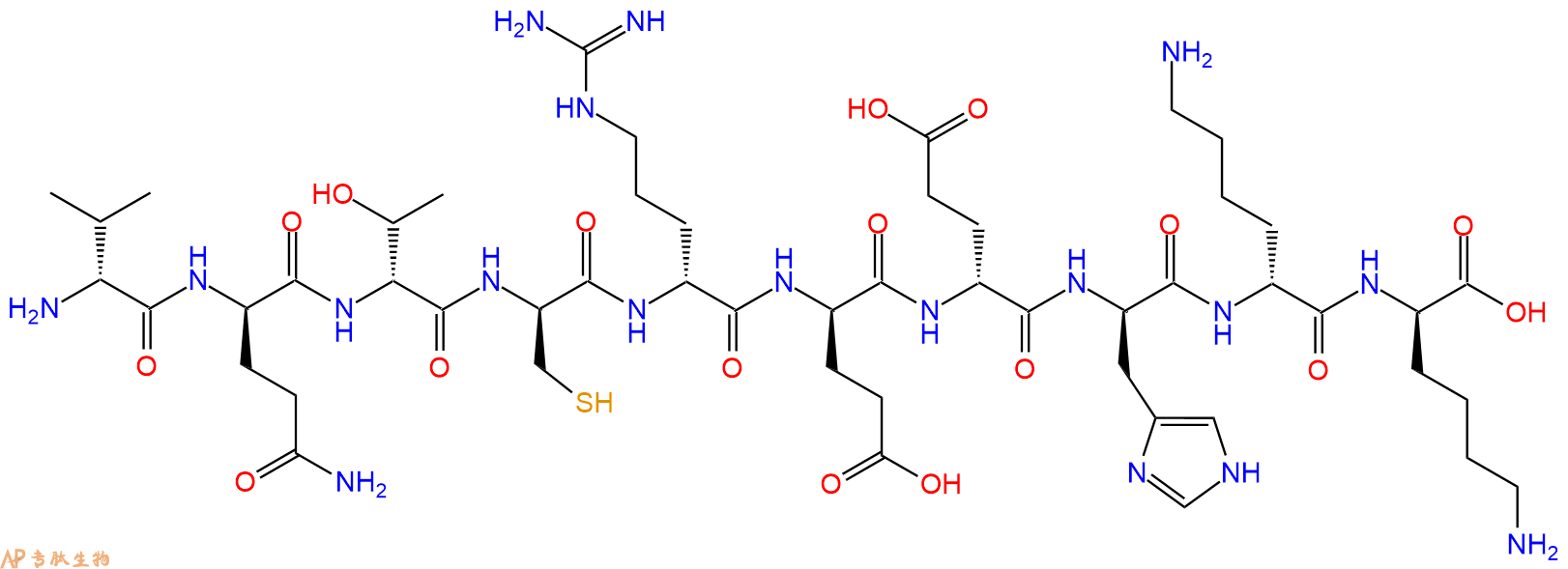 专肽生物产品H2N-DVal-DGln-DThr-DCys-DArg-DGlu-DGlu-DHis-DLys-D