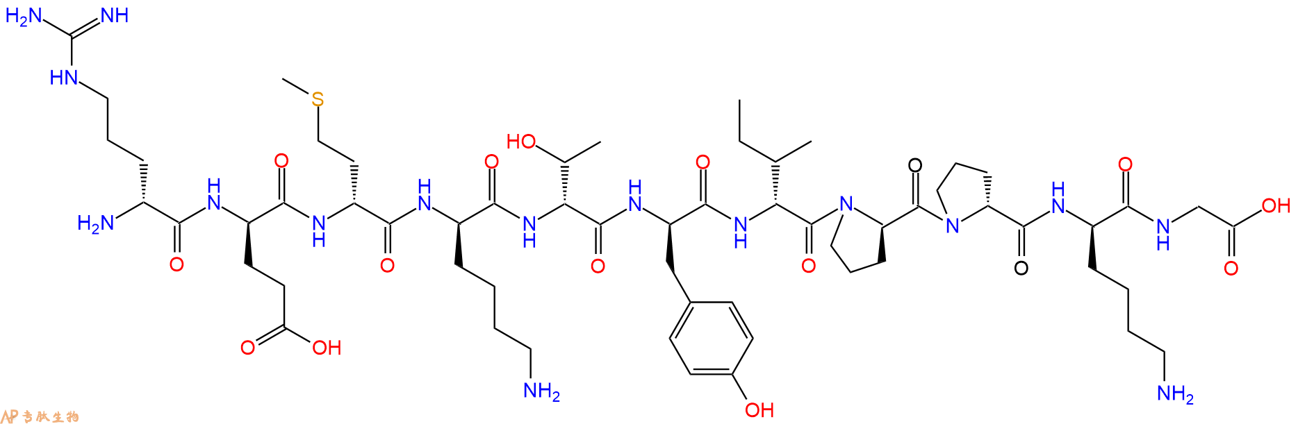 专肽生物产品H2N-DArg-DGlu-DMet-DLys-DThr-DTyr-DIle-DPro-DPro-D