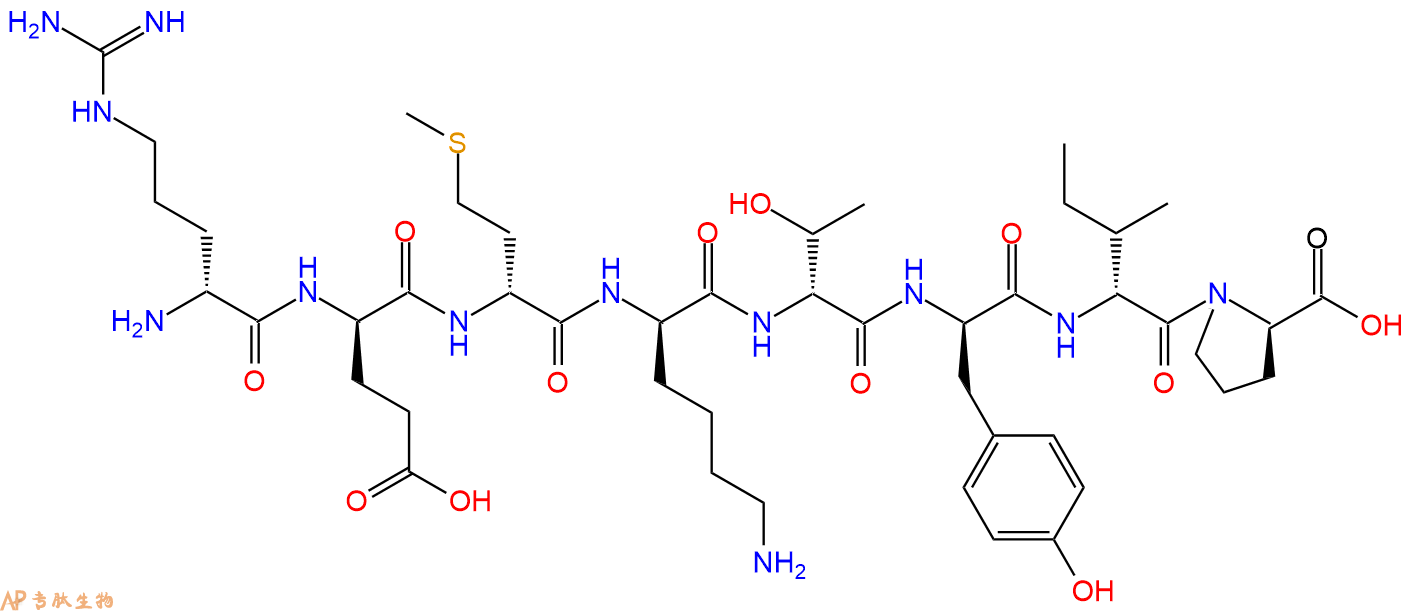 专肽生物产品H2N-DArg-DGlu-DMet-DLys-DThr-DTyr-DIle-DPro-COOH
