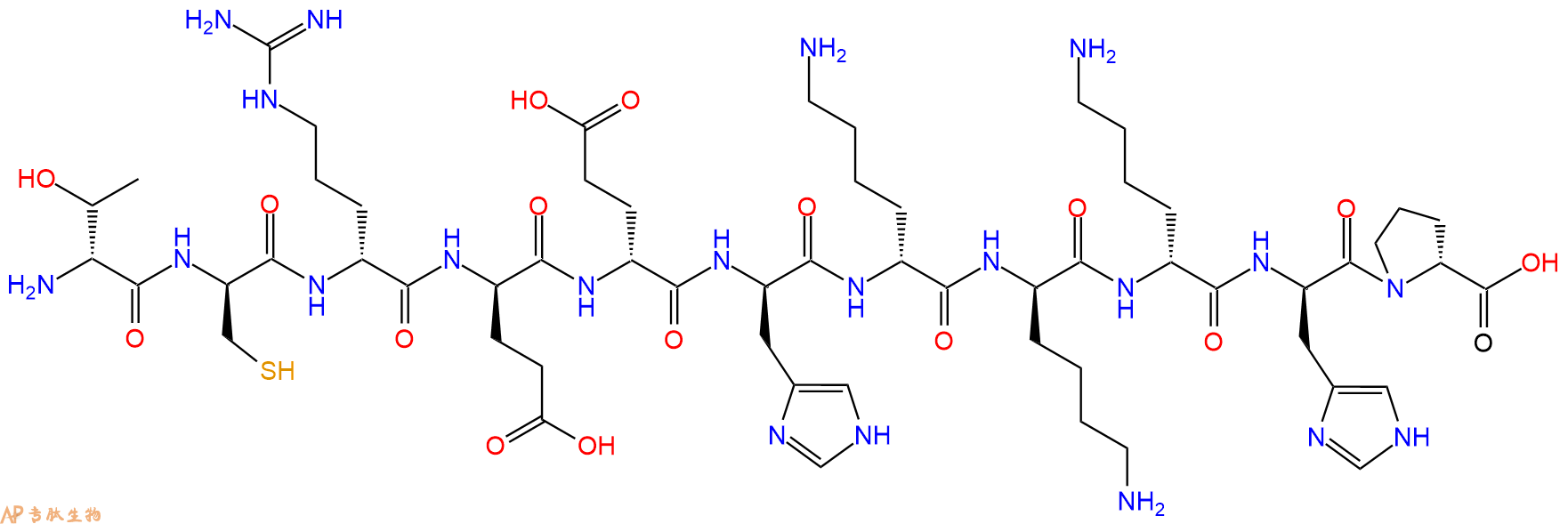专肽生物产品H2N-DThr-DCys-DArg-DGlu-DGlu-DHis-DLys-DLys-DLys-D