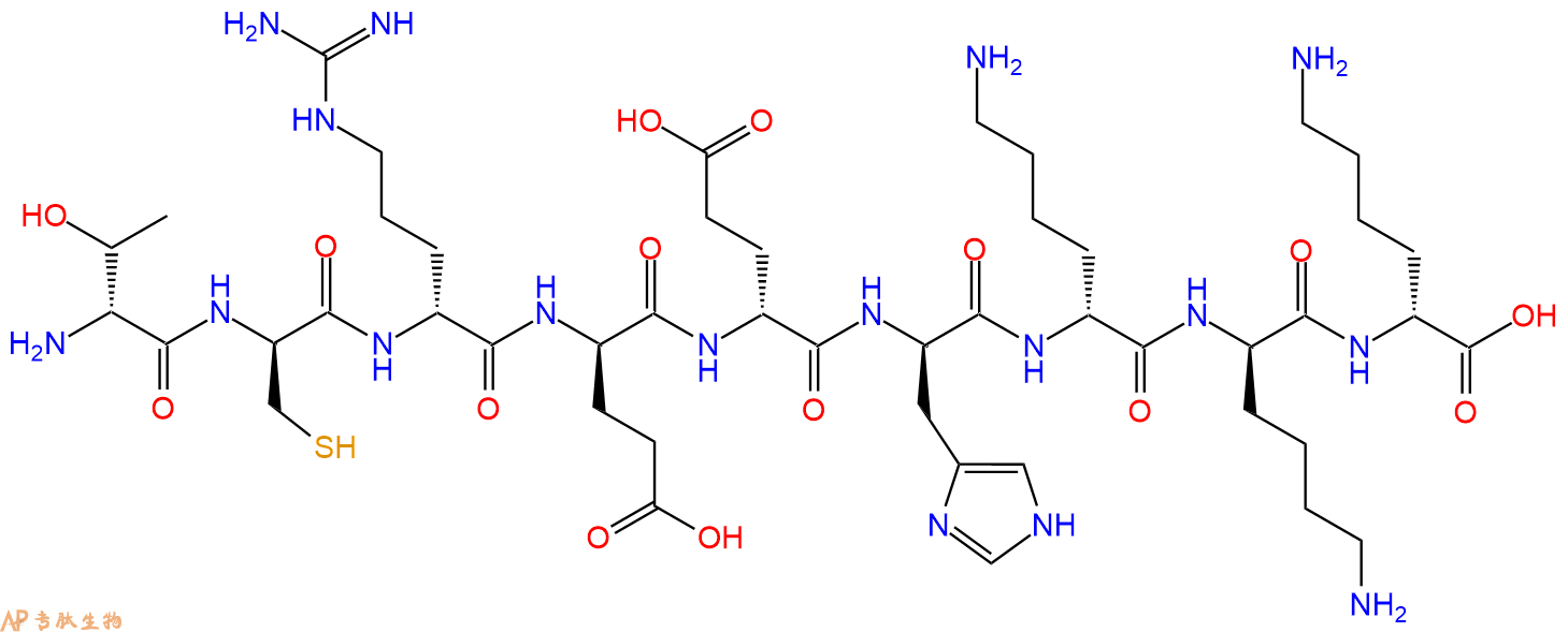 专肽生物产品H2N-DThr-DCys-DArg-DGlu-DGlu-DHis-DLys-DLys-DLys-C