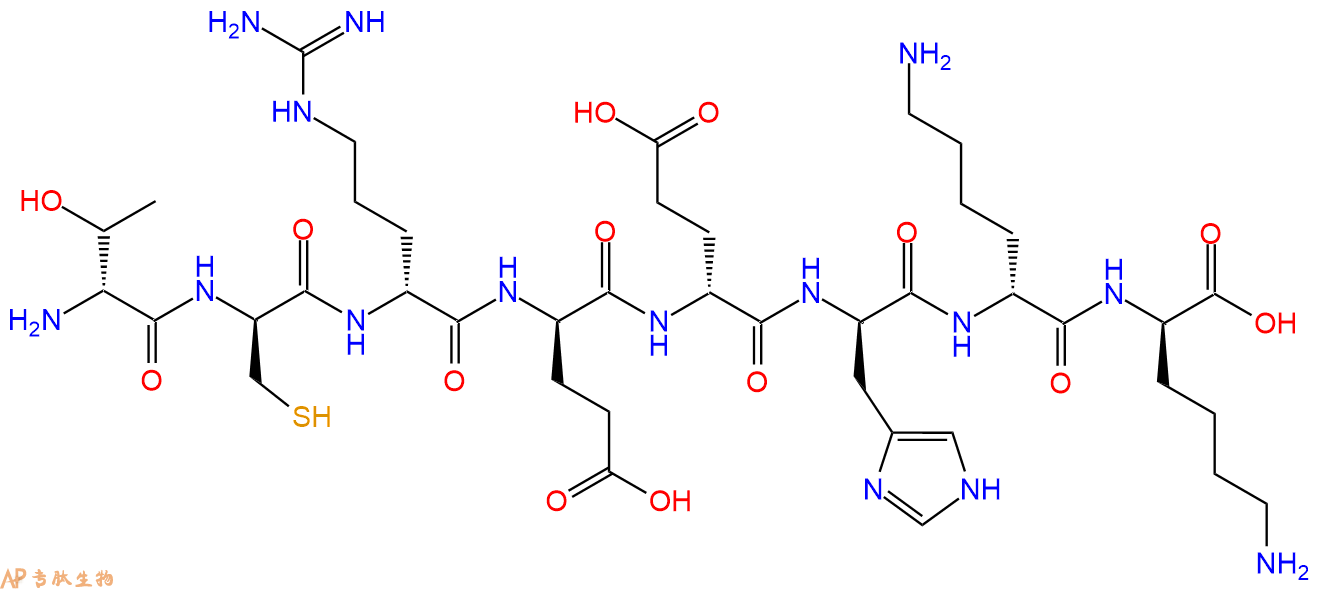 专肽生物产品H2N-DThr-DCys-DArg-DGlu-DGlu-DHis-DLys-DLys-COOH