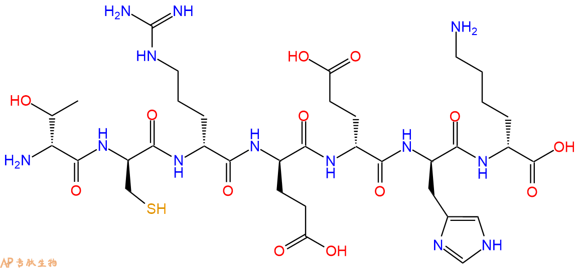 专肽生物产品H2N-DThr-DCys-DArg-DGlu-DGlu-DHis-DLys-COOH