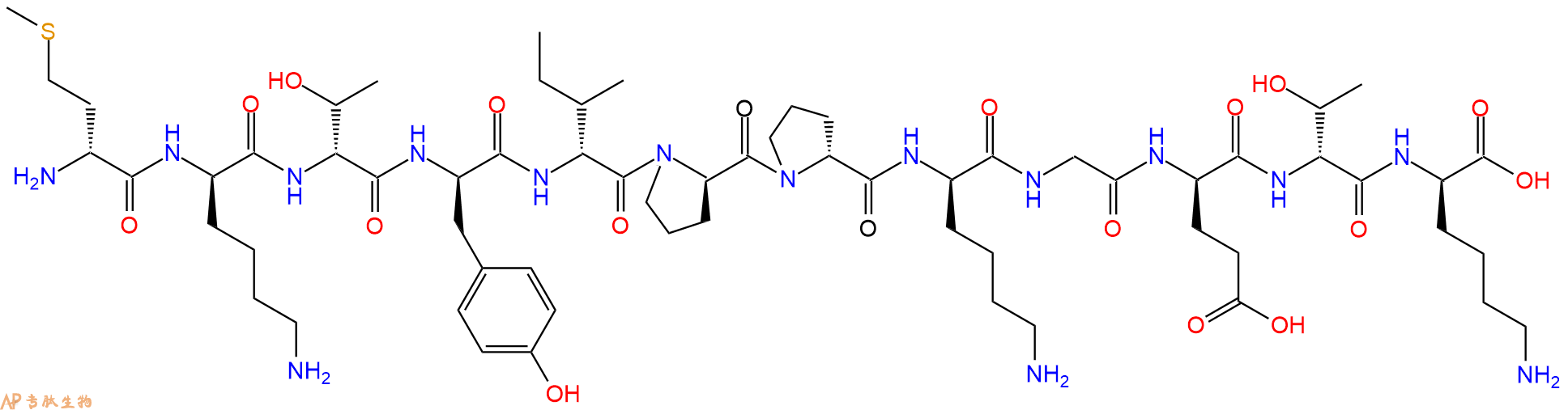 专肽生物产品H2N-DMet-DLys-DThr-DTyr-DIle-DPro-DPro-DLys-Gly-DG