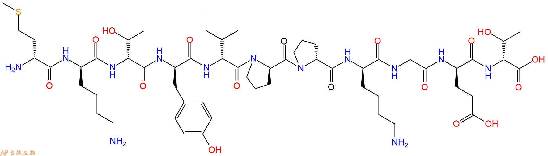 专肽生物产品H2N-DMet-DLys-DThr-DTyr-DIle-DPro-DPro-DLys-Gly-DG