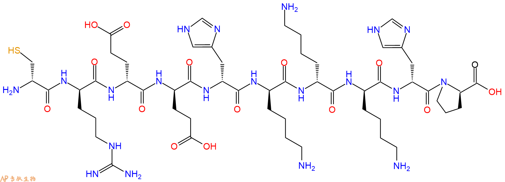 专肽生物产品H2N-DCys-DArg-DGlu-DGlu-DHis-DLys-DLys-DLys-DHis-D
