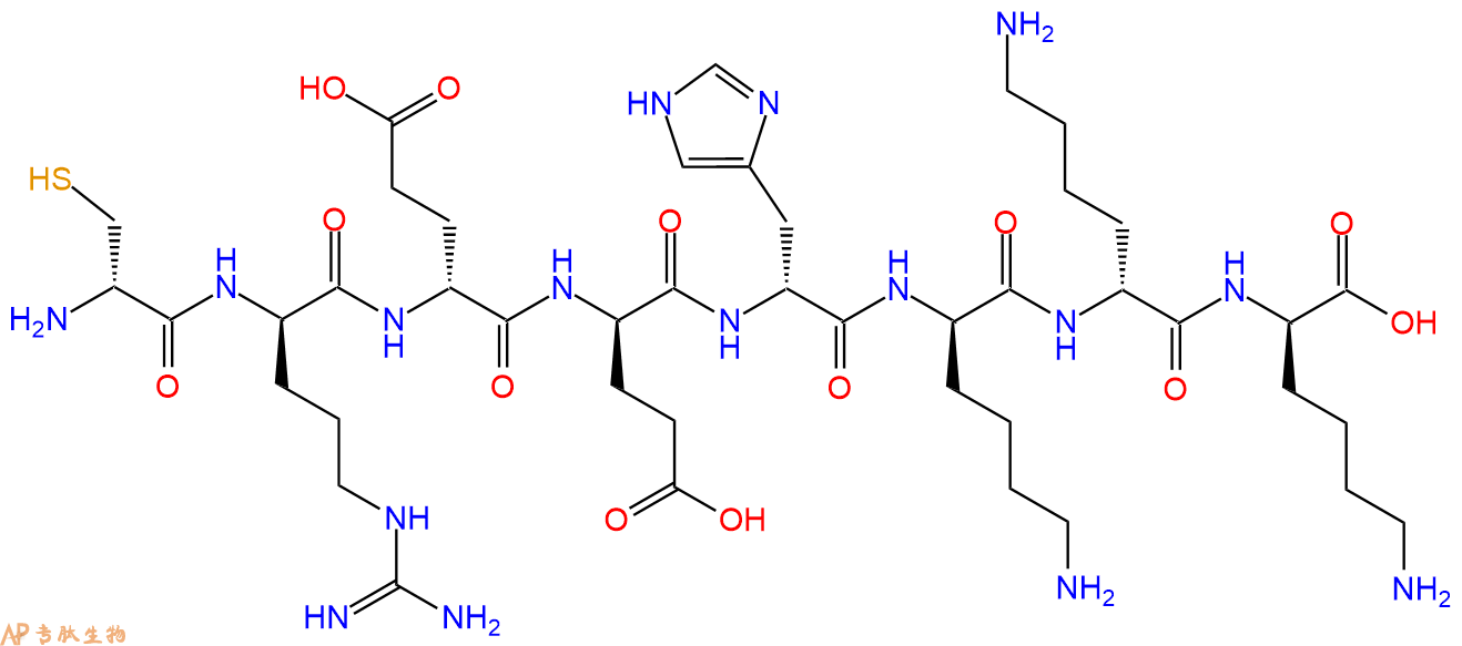 专肽生物产品H2N-DCys-DArg-DGlu-DGlu-DHis-DLys-DLys-DLys-COOH