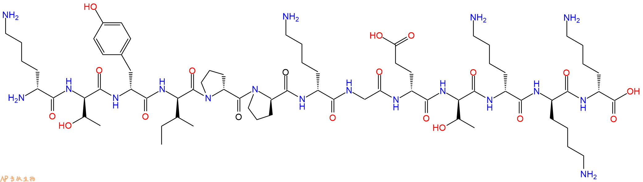 专肽生物产品H2N-DLys-DThr-DTyr-DIle-DPro-DPro-DLys-Gly-DGlu-DT