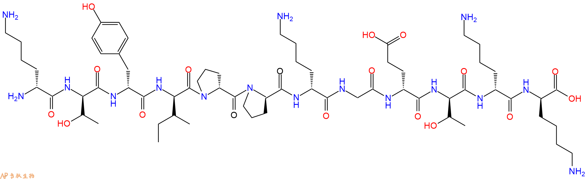 专肽生物产品H2N-DLys-DThr-DTyr-DIle-DPro-DPro-DLys-Gly-DGlu-DT