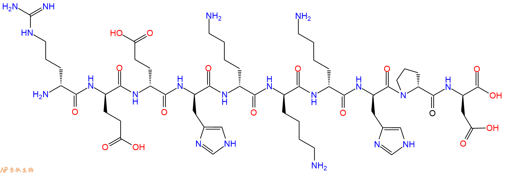 专肽生物产品H2N-DArg-DGlu-DGlu-DHis-DLys-DLys-DLys-DHis-DPro-D