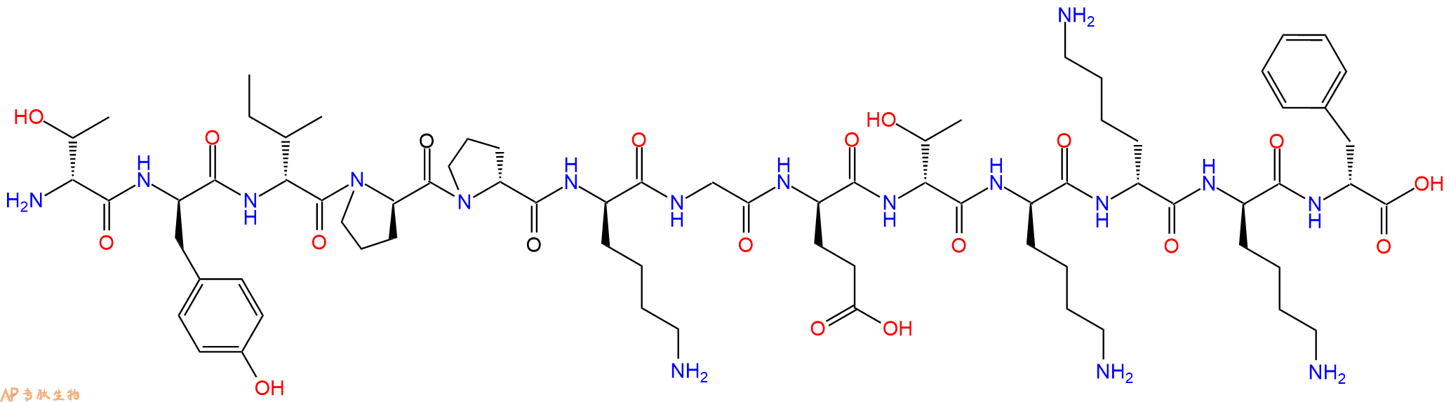 专肽生物产品H2N-DThr-DTyr-DIle-DPro-DPro-DLys-Gly-DGlu-DThr-DL
