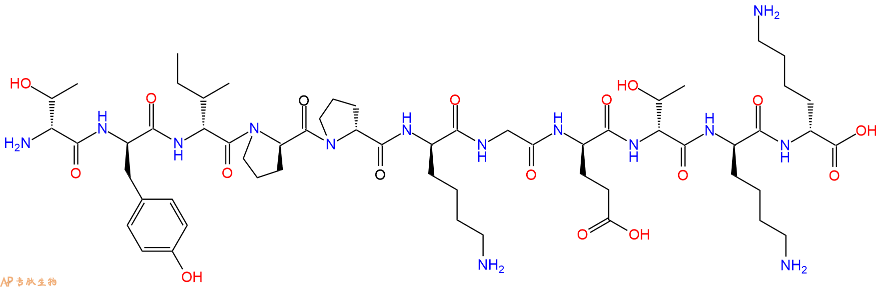专肽生物产品H2N-DThr-DTyr-DIle-DPro-DPro-DLys-Gly-DGlu-DThr-DL