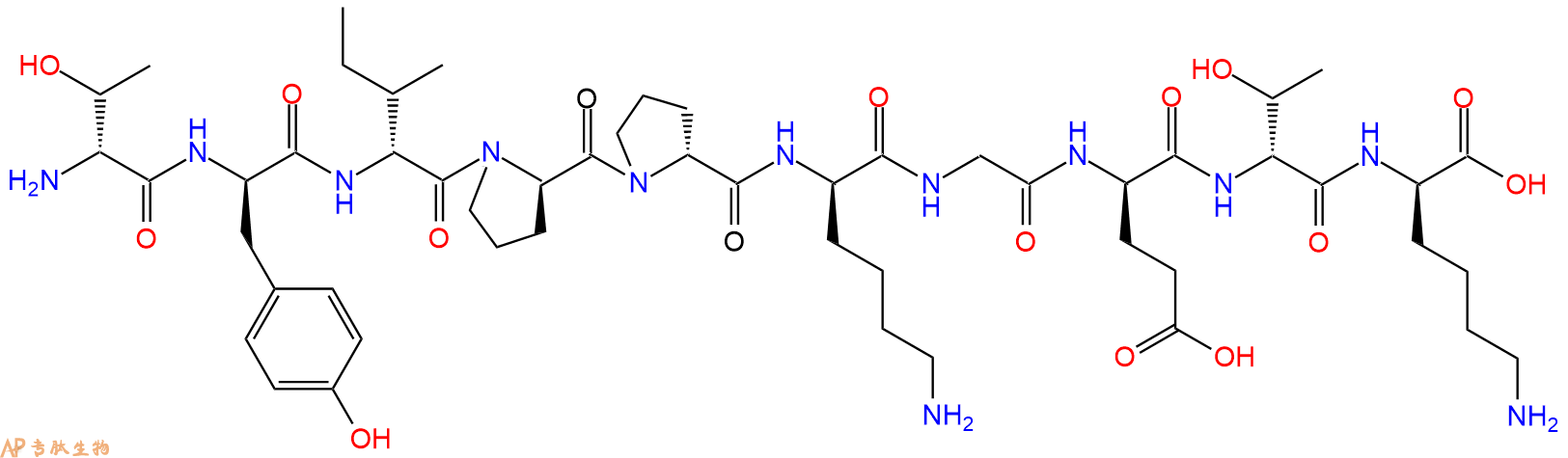 专肽生物产品H2N-DThr-DTyr-DIle-DPro-DPro-DLys-Gly-DGlu-DThr-DL