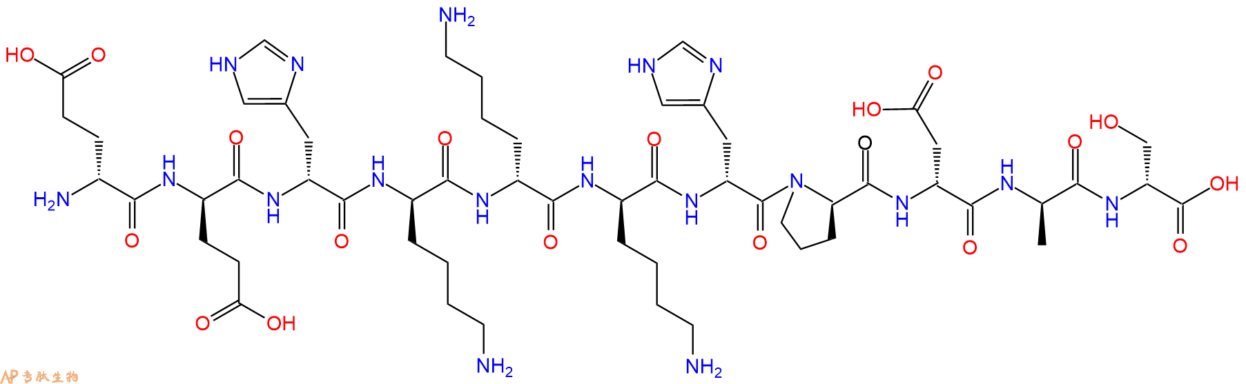 专肽生物产品H2N-DGlu-DGlu-DHis-DLys-DLys-DLys-DHis-DPro-DAsp-D