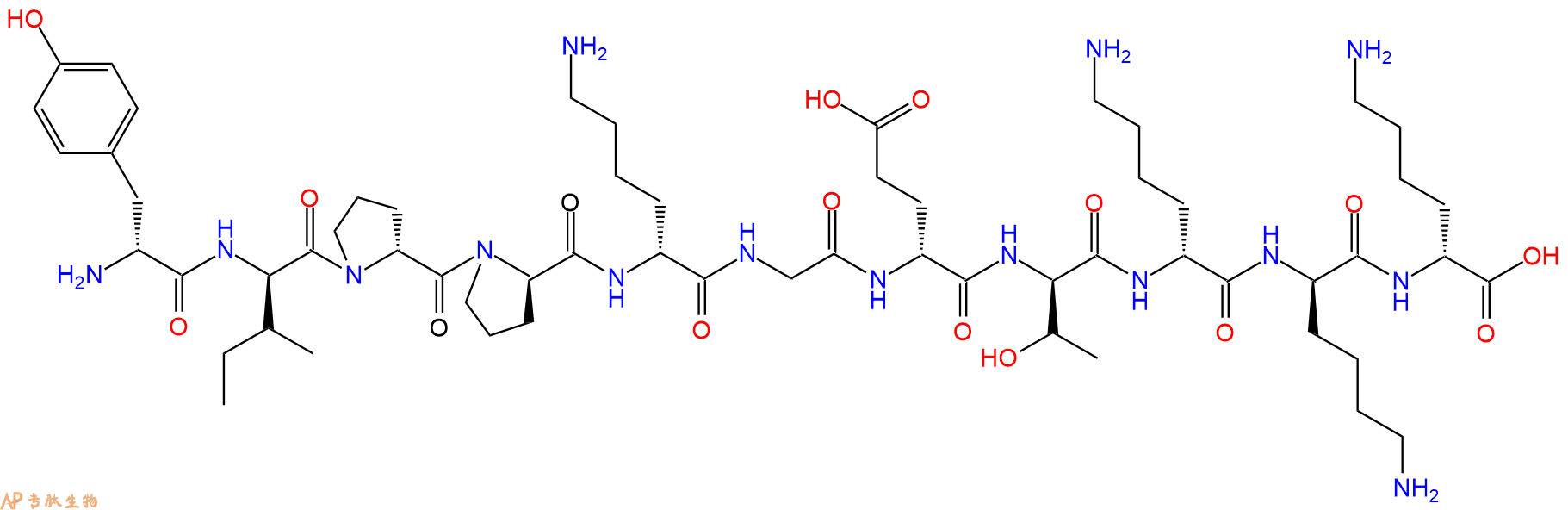 专肽生物产品H2N-DTyr-DIle-DPro-DPro-DLys-Gly-DGlu-DThr-DLys-DL