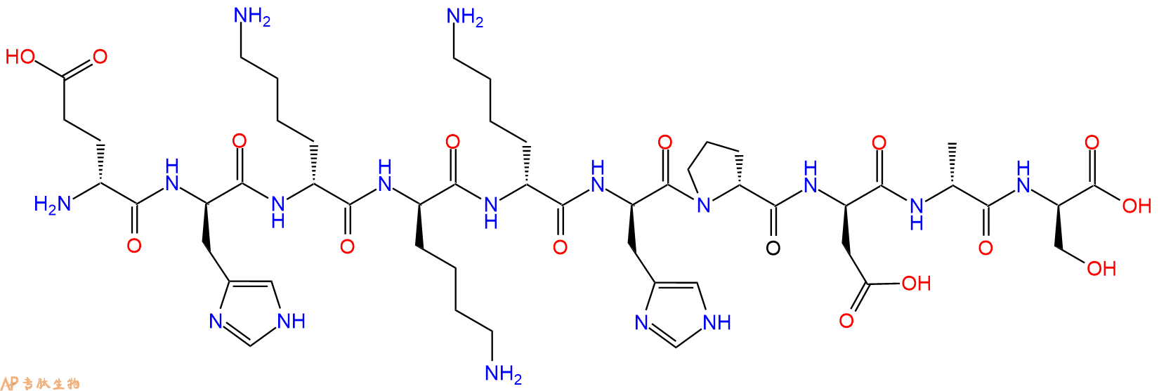 专肽生物产品H2N-DGlu-DHis-DLys-DLys-DLys-DHis-DPro-DAsp-DAla-D