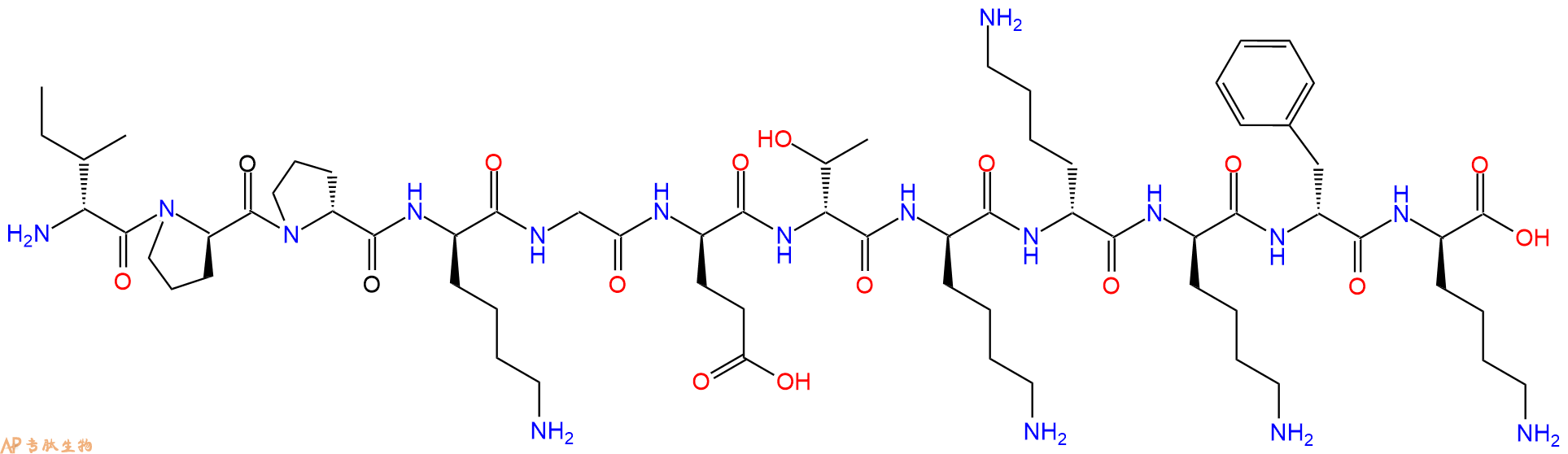 专肽生物产品H2N-DIle-DPro-DPro-DLys-Gly-DGlu-DThr-DLys-DLys-DL