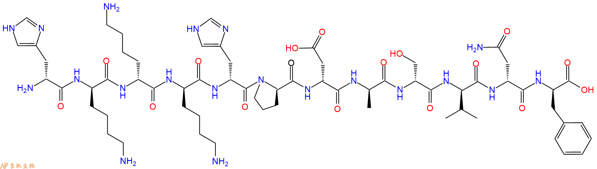 专肽生物产品H2N-DHis-DLys-DLys-DLys-DHis-DPro-DAsp-DAla-DSer-D