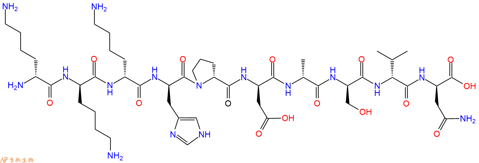 专肽生物产品H2N-DLys-DLys-DLys-DHis-DPro-DAsp-DAla-DSer-DVal-D